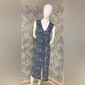 H&M Navy and White Patterned Midi Dress size 4